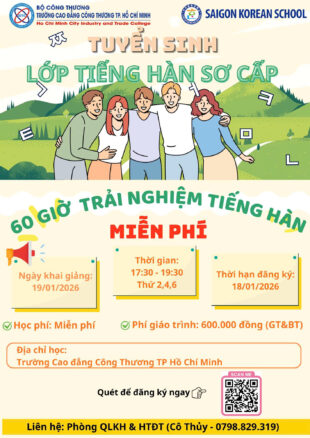 Tuyển sinh lớp Tiếng Hàn sơ cấp miễn phí dành cho sinh viên